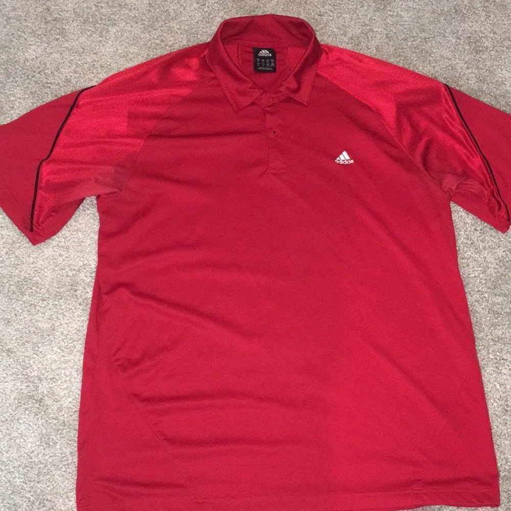 Adidasย Sunday red & blackโgolf polo tennis shirt XLโmens